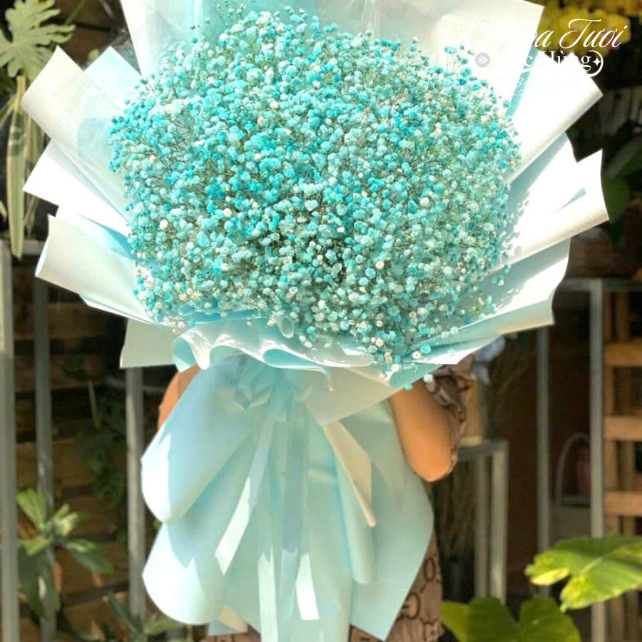 Bó Hoa Baby Màu Xanh Tặng Sinh Nhật
